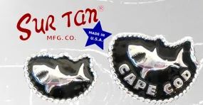 Great White Shark Silver/Black Belt Buckle and Belt by Sur Tan