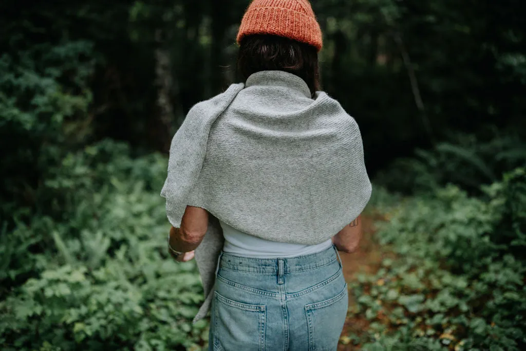 Hand-loomed Silver Laurette Shawl, Undyed Alpaca