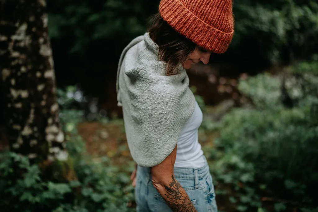 Hand-loomed Silver Laurette Shawl, Undyed Alpaca