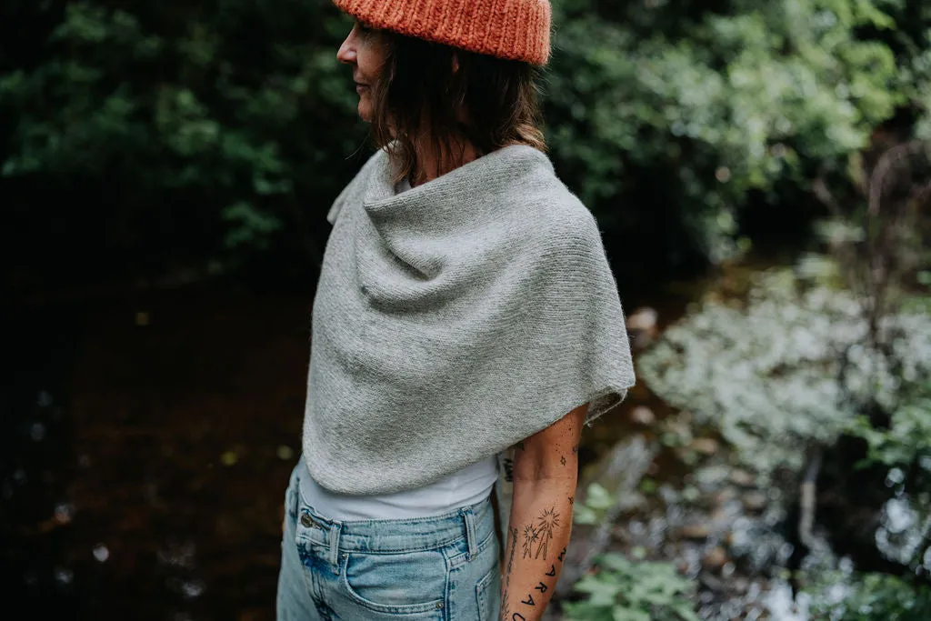 Hand-loomed Silver Laurette Shawl, Undyed Alpaca