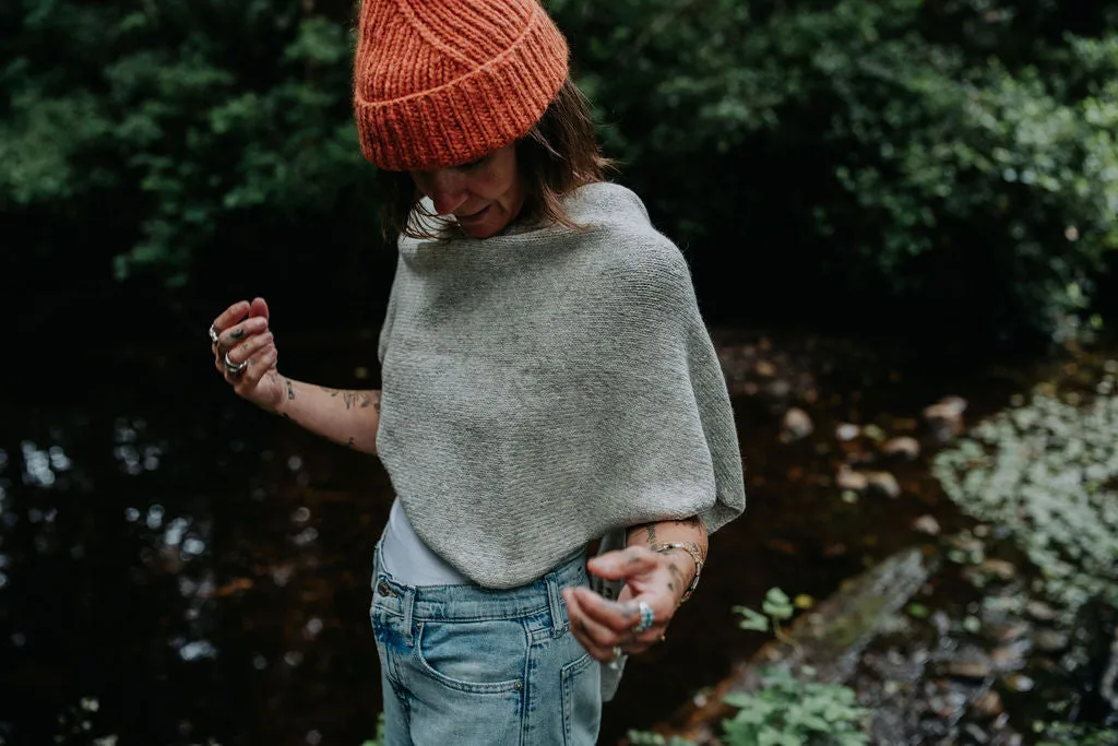 Hand-loomed Silver Laurette Shawl, Undyed Alpaca