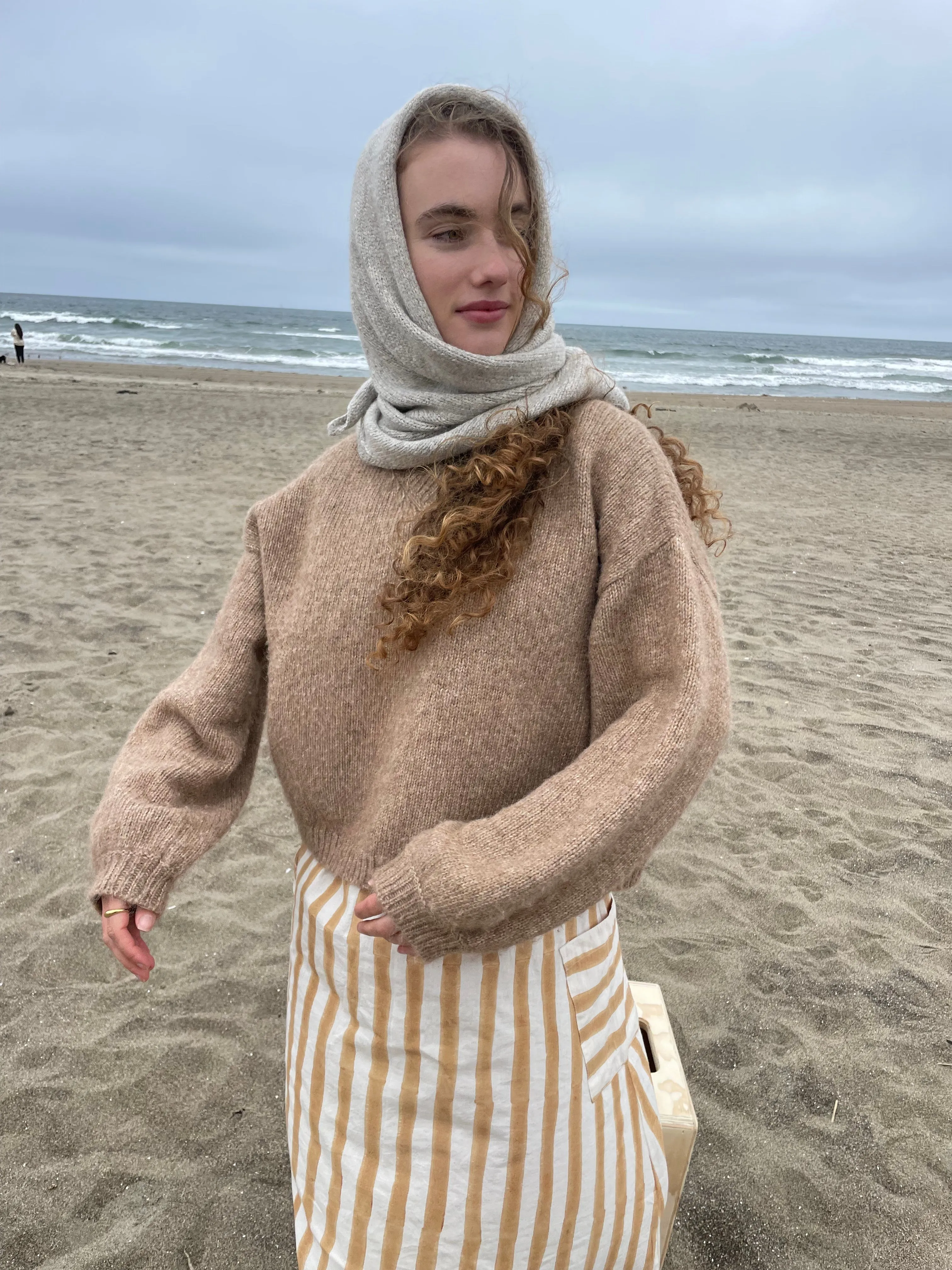 Hand-loomed Silver Laurette Shawl, Undyed Alpaca