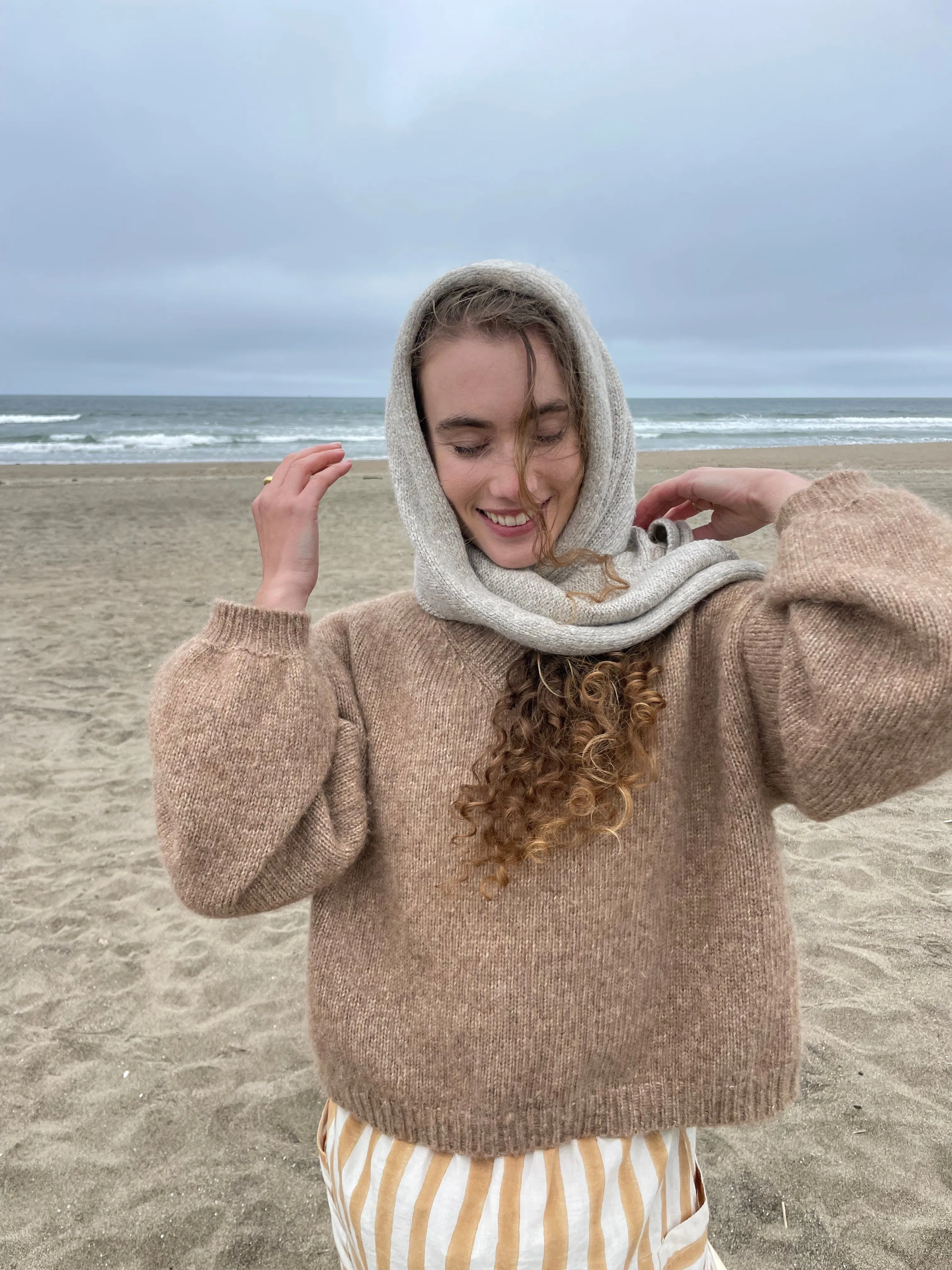 Hand-loomed Silver Laurette Shawl, Undyed Alpaca