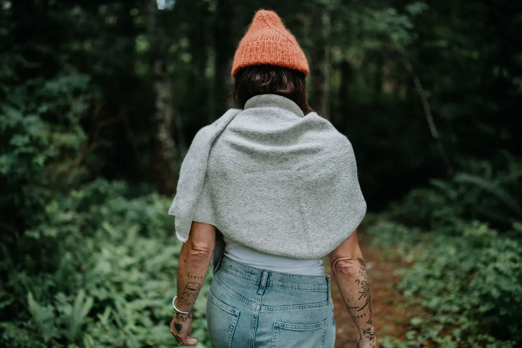 Hand-loomed Silver Laurette Shawl, Undyed Alpaca