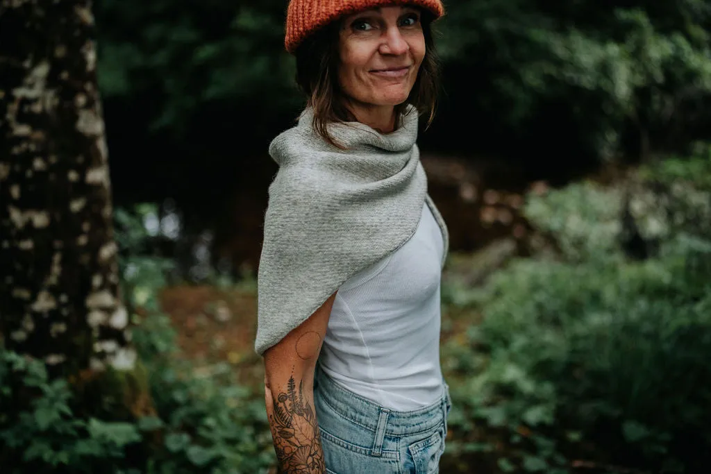 Hand-loomed Silver Laurette Shawl, Undyed Alpaca