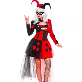 Harley quinn costume Women Dress Hallloween Masquerade circus costumes