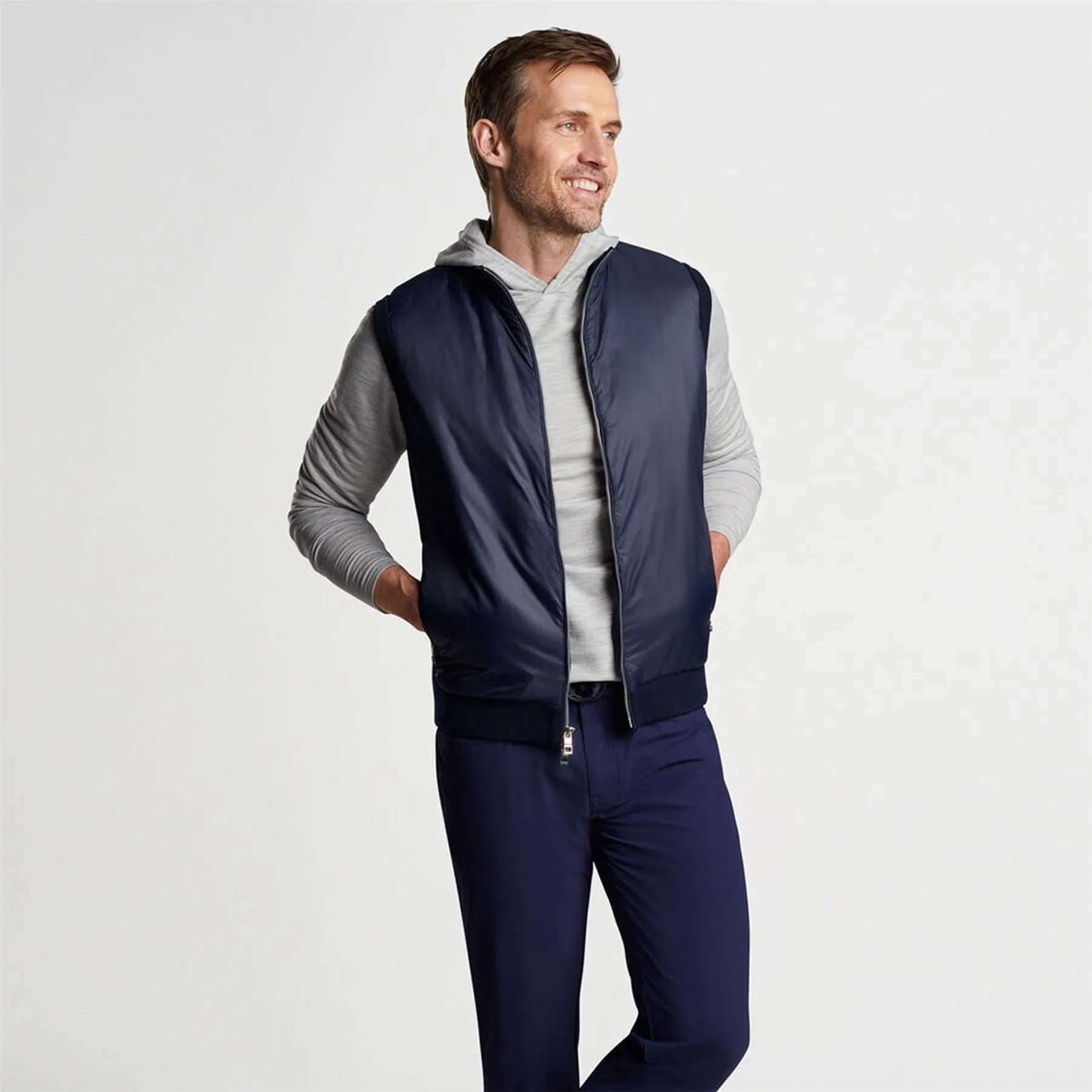 Holdridge Hybrid Full Zip Sweater Vest Navy - AW24