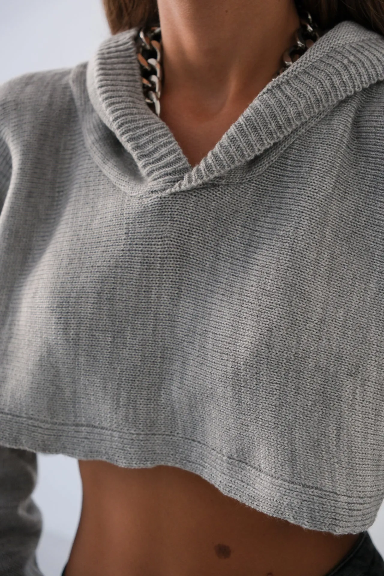 Hooded Knit Crop Sweater