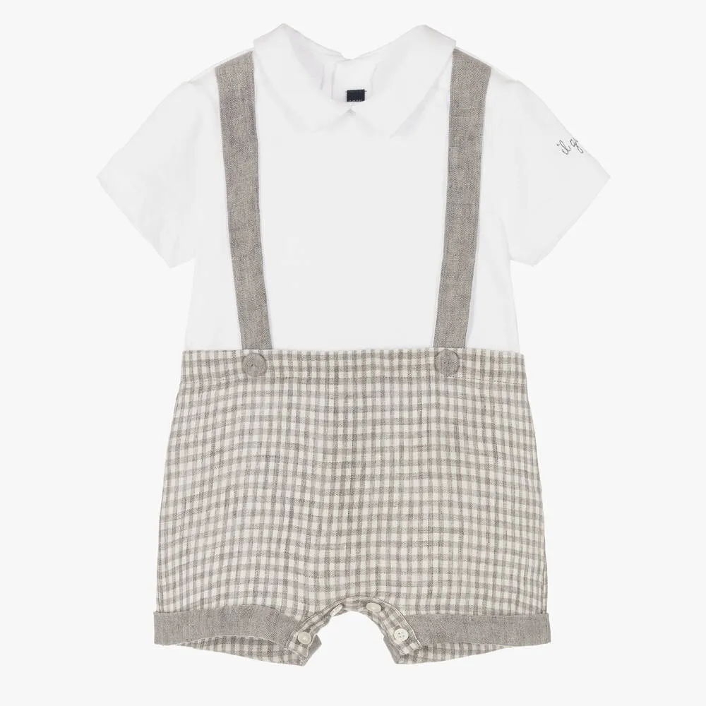 ILG Grey/White Checked Overall Set