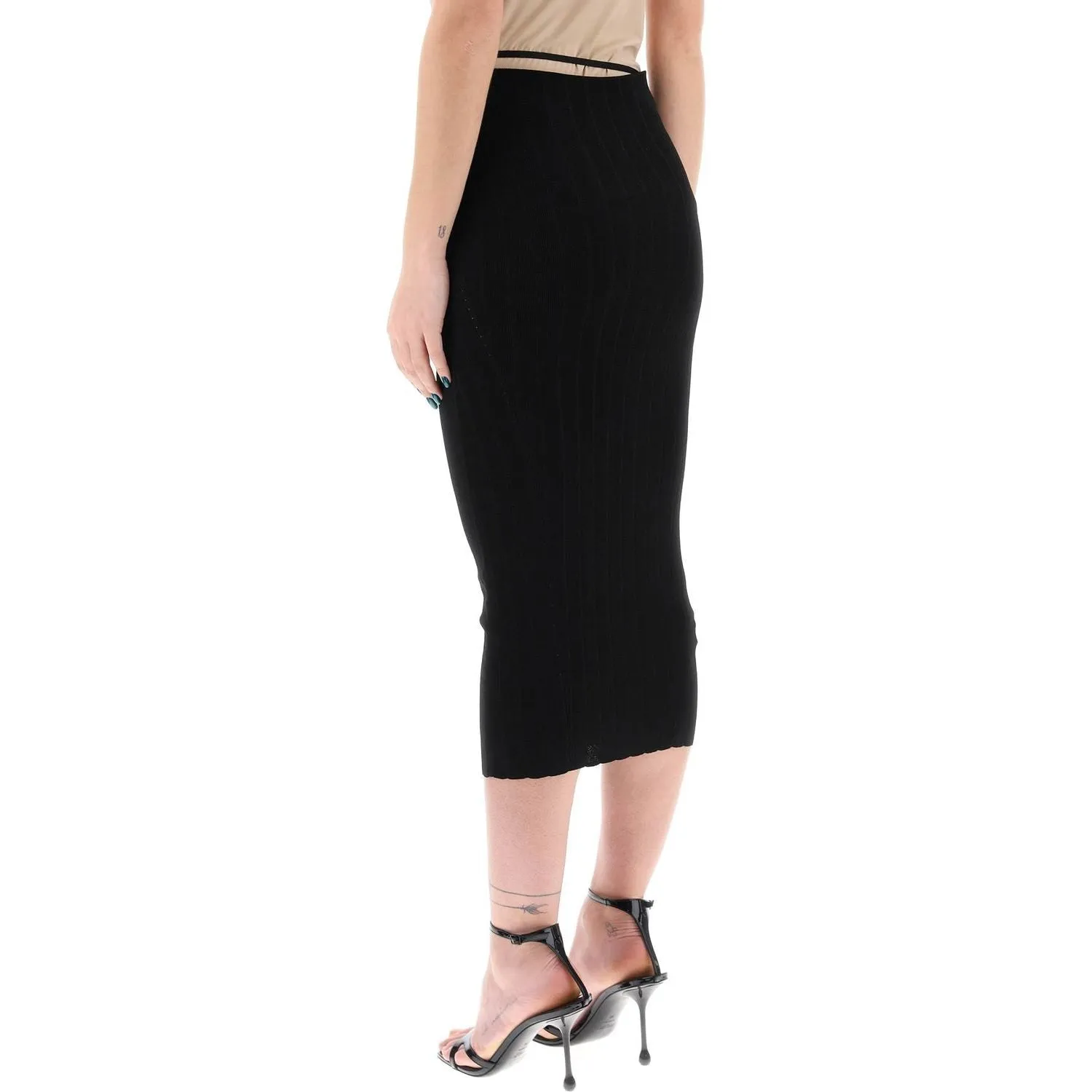 Jacquemus midi skirt ribbed stretch viscose knit