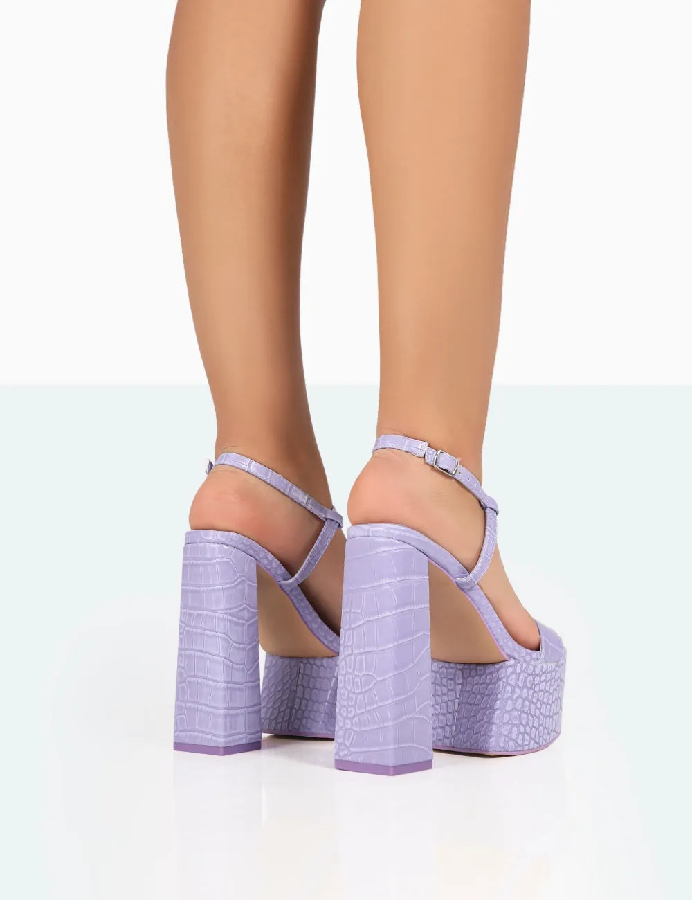 Jesse Purple Croc Platform Block High Heels