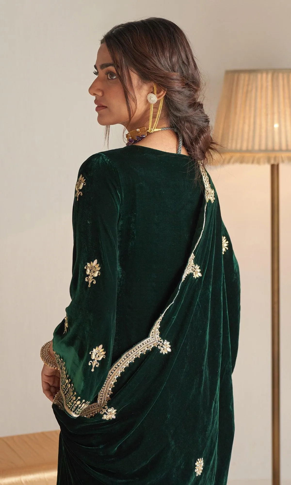 Khizaan Embroidered  Emerald Green  only shawl