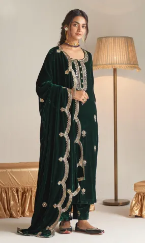 Khizaan Embroidered  Emerald Green  only shawl