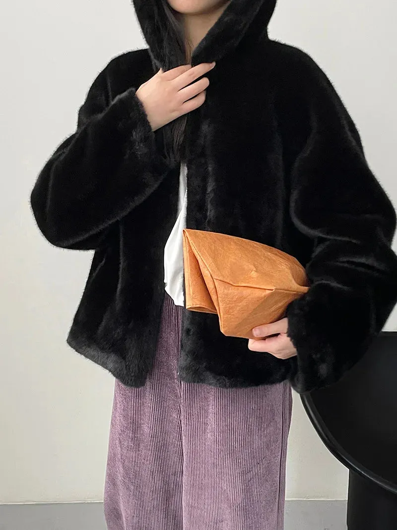 [Korean Style] High Quality Hooded Faux Mink Fur Teddy Coat