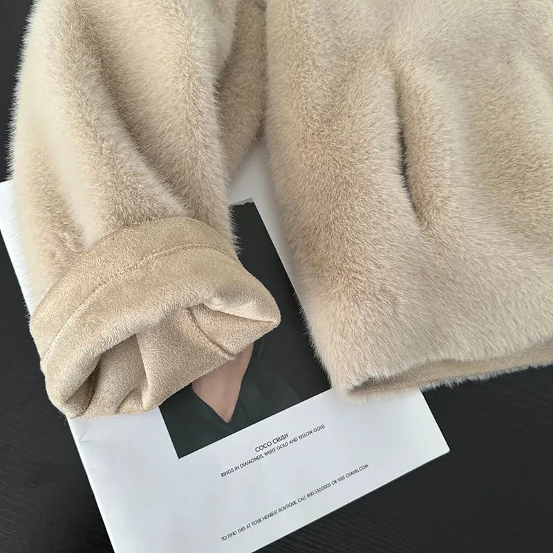 [Korean Style] High Quality Hooded Faux Mink Fur Teddy Coat