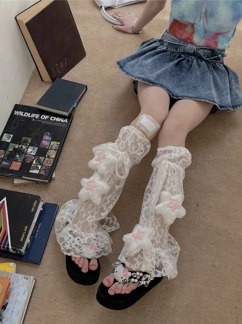 Lace stars leg warmers