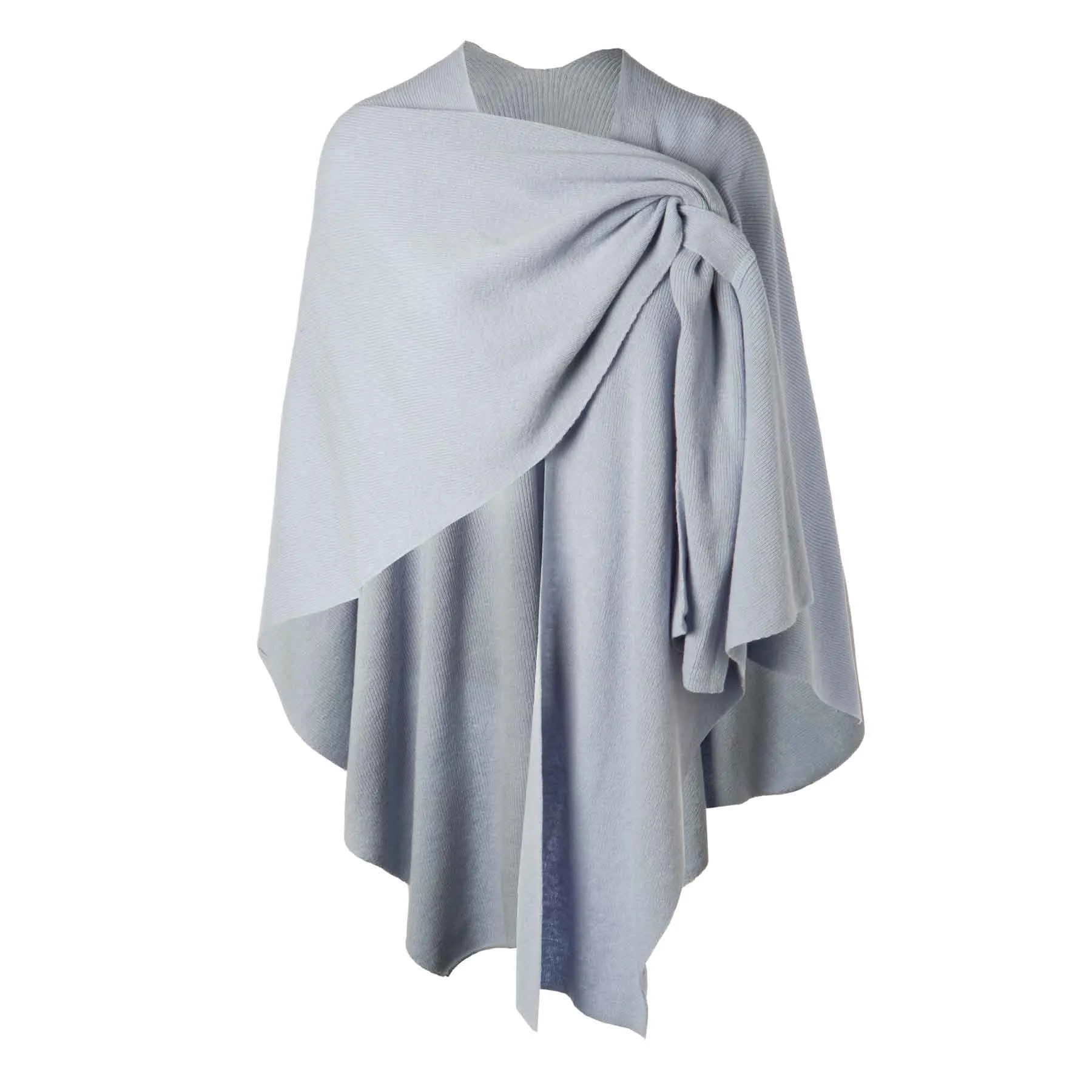 Lambswool Draped Shawl- Light Blue