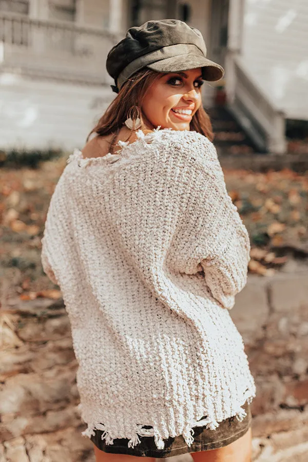 Latte Meet Up Distressed Sweater In Ivory