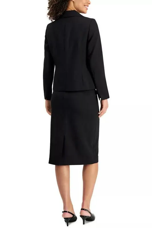 Le Suit Shawl-Collar Seamed Skirt Suit ( Plus Size )