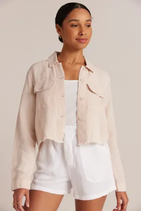 Lily Frayed Hem Jacket - Sand Khaki