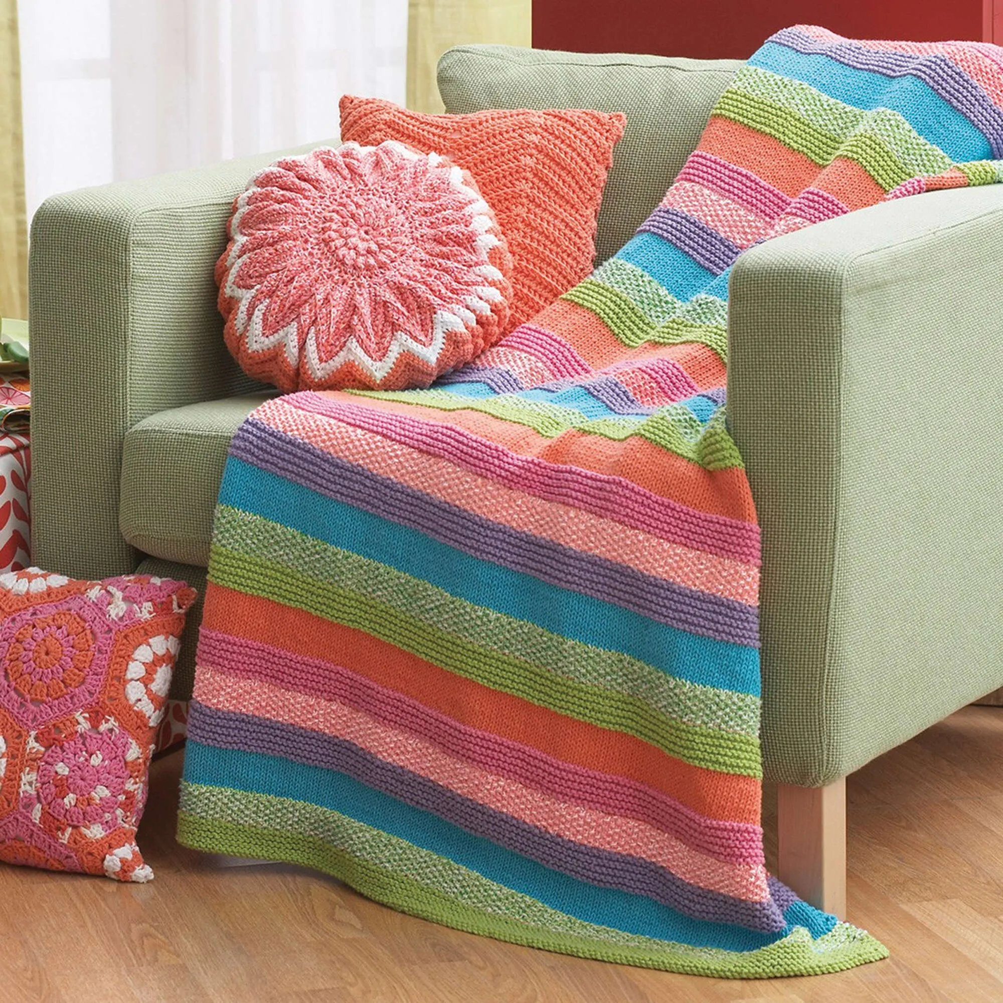 Lily Sugar'n Cream Striped Knit Blanket