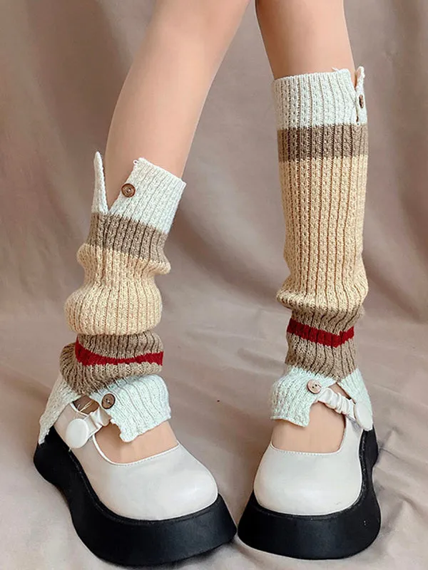 Loose Contrast Color Split-Joint Split-Side Leg Warmers Accessories