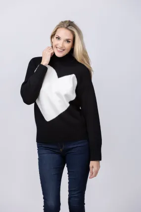 Love Token Heart Sweater in Black