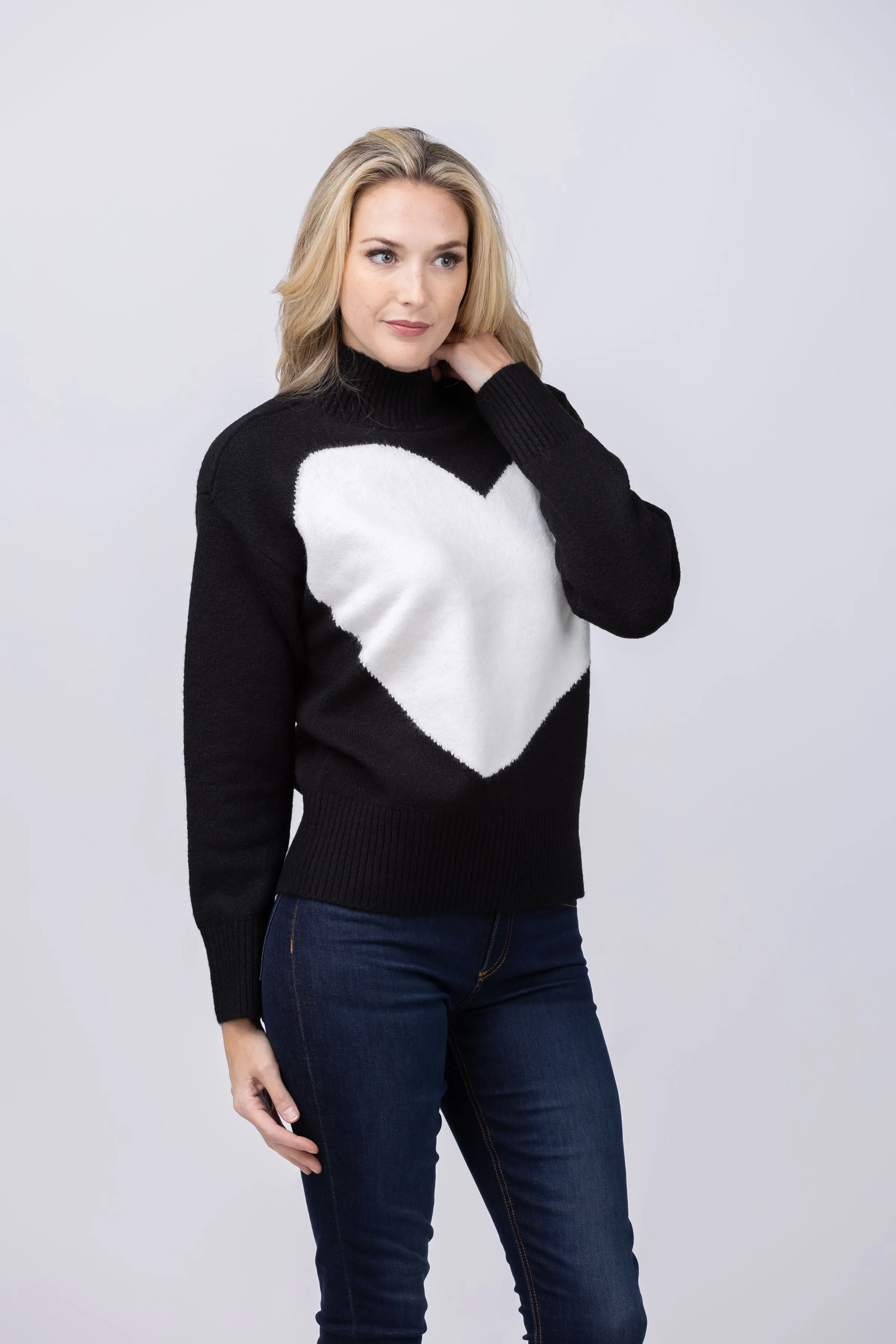 Love Token Heart Sweater in Black