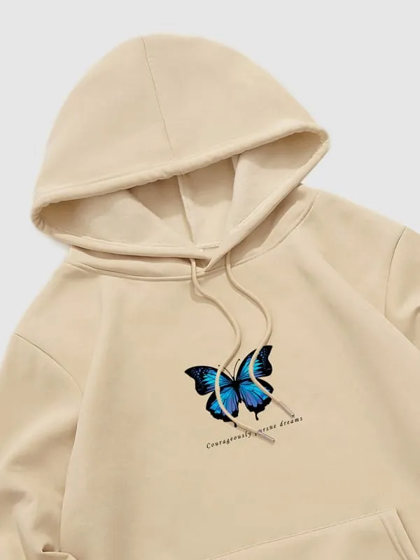 Men's butterfly letter print hoodie