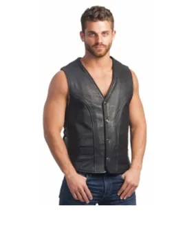 Men's Leather Gun Pocket Vest - Stay Protected and Stylish on the Road