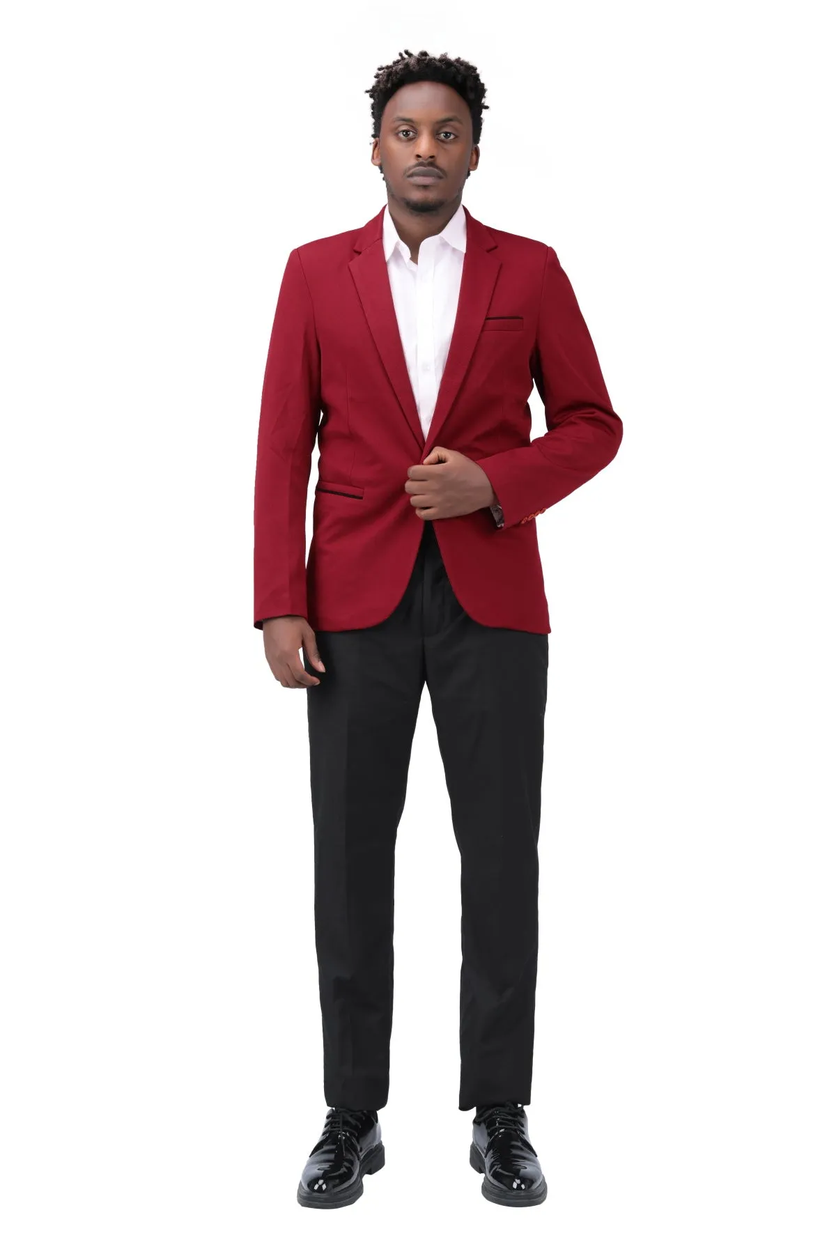 Men's Suit Jacket Slim Fit Coat Business Daily Blazer Red