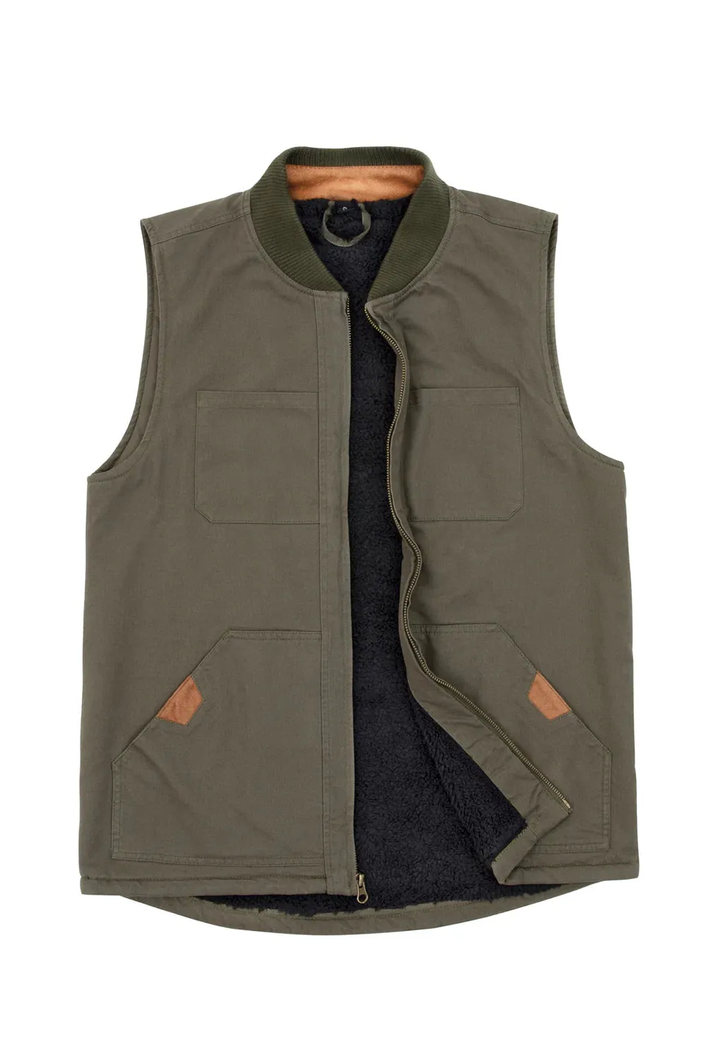 Men's Work Utility Canvas Vest, Sherpa Lined