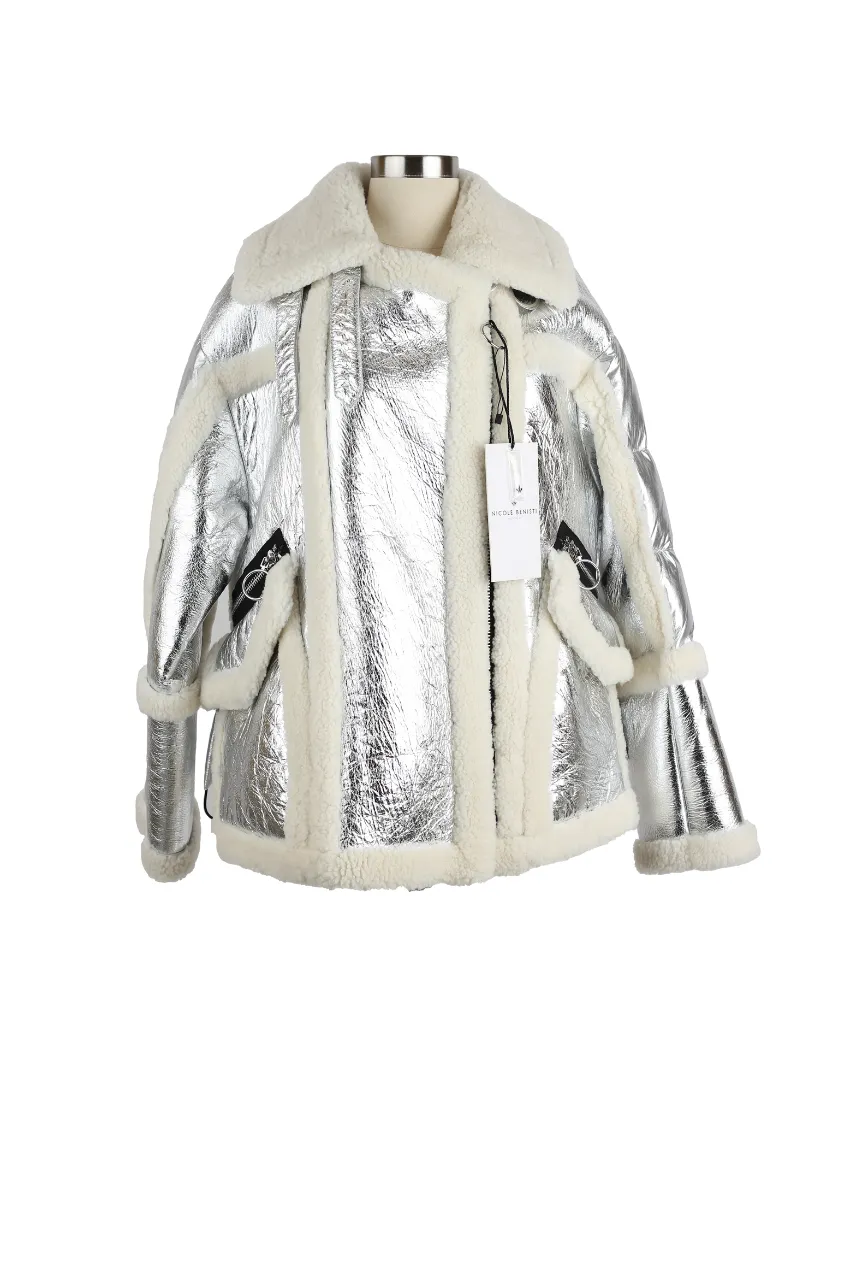 Metallic Down Shearling Coat