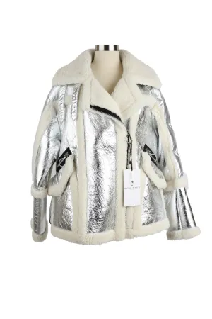 Metallic Down Shearling Coat