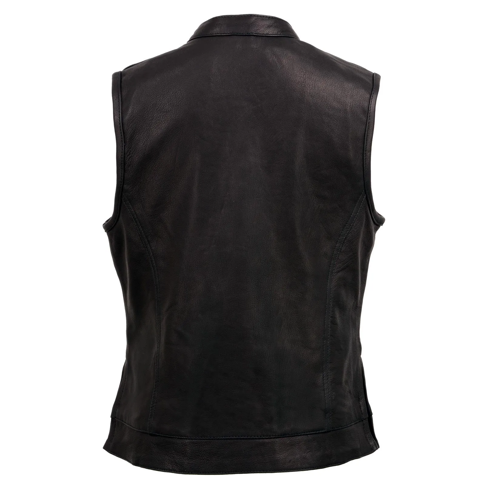 Milwaukee Leather Women’s Lashes Black Leather Club Style Motorcycle Rider Vest w/ Concealed Closure MLL4512