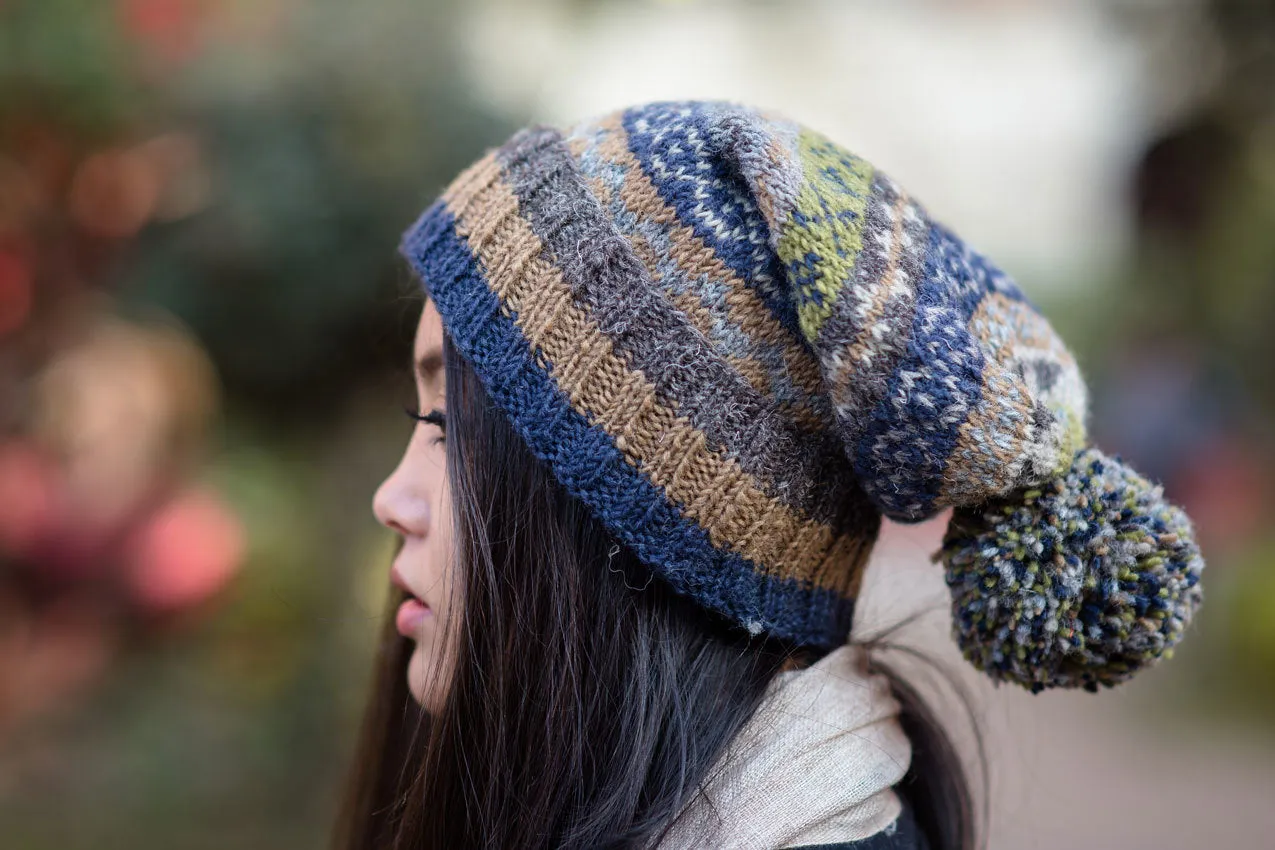 Multicolored Sherpa Pom Pom Beanie