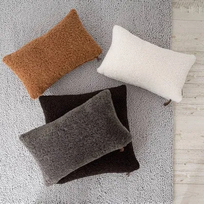 New - 12"x20" Oversize Teddy Faux Shearling Lux Lumbar Throw Pillow Ginger - Evergrace