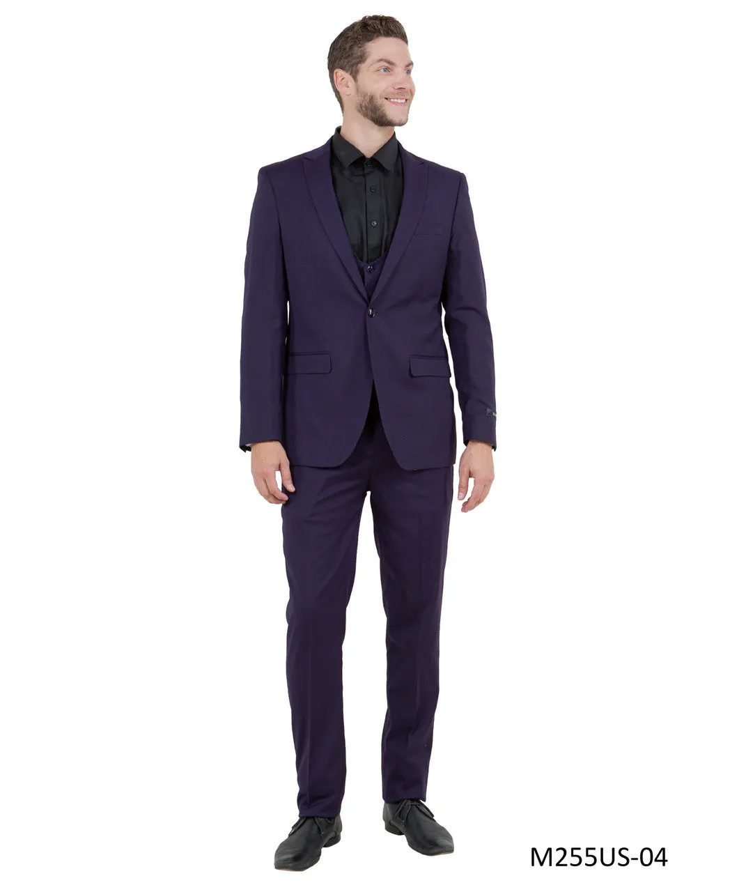 New Eggplant Purple Ultra Slim Fit 3 Piece Suit by Tazio