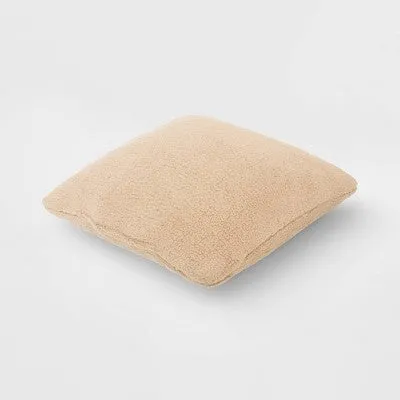 New - Oversized Sherpa Square Throw Pillow Almond - Threshold