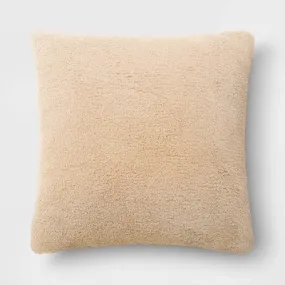 New - Oversized Sherpa Square Throw Pillow Almond - Threshold