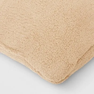 New - Oversized Sherpa Square Throw Pillow Almond - Threshold