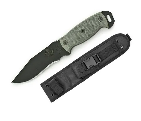 NS 4 Blk Micarta Handle Blk Plain Blade