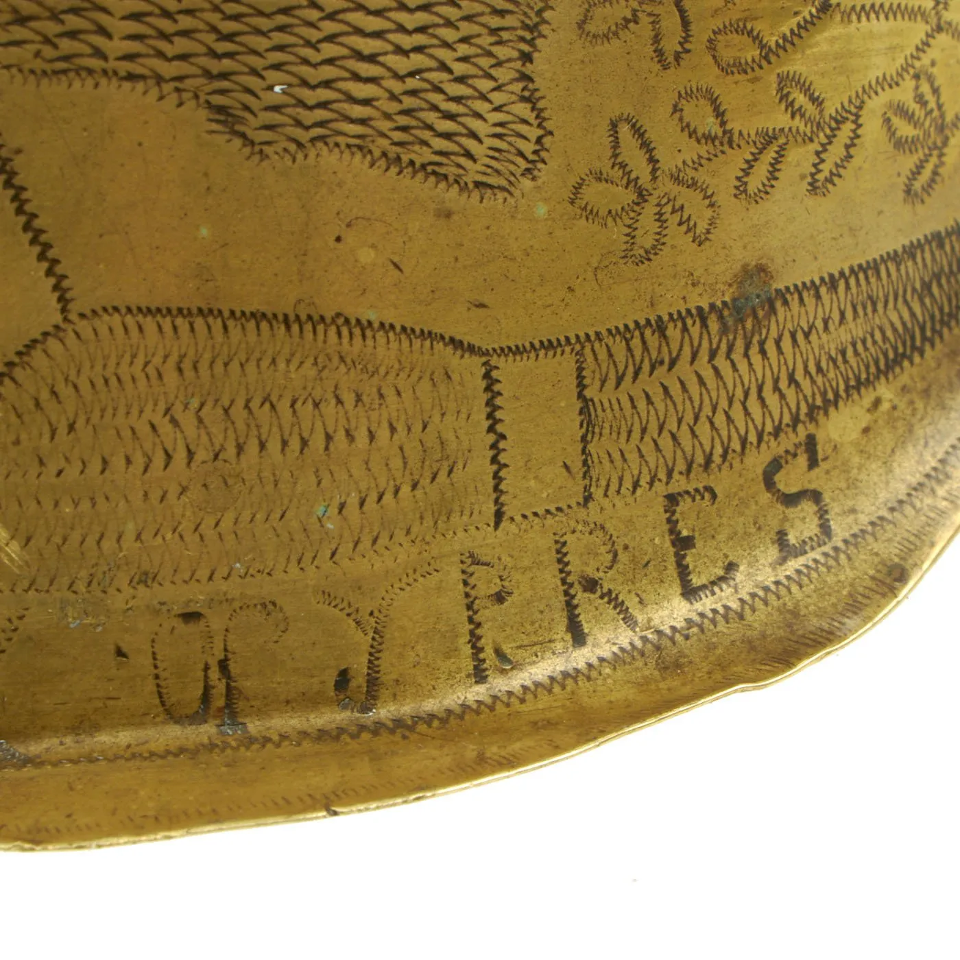 Original British WWI Trench Art Brass 4.5 inch Artillery Shell Model Officer's Visor Cap - dated 1916