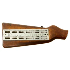 Original British WWI Trench Art Cribbage Board Constructed From German Gewehr 98 Buttstock Taken From Battle of Pilkem Ridge Location in 1917 - Third Battle of Ypres