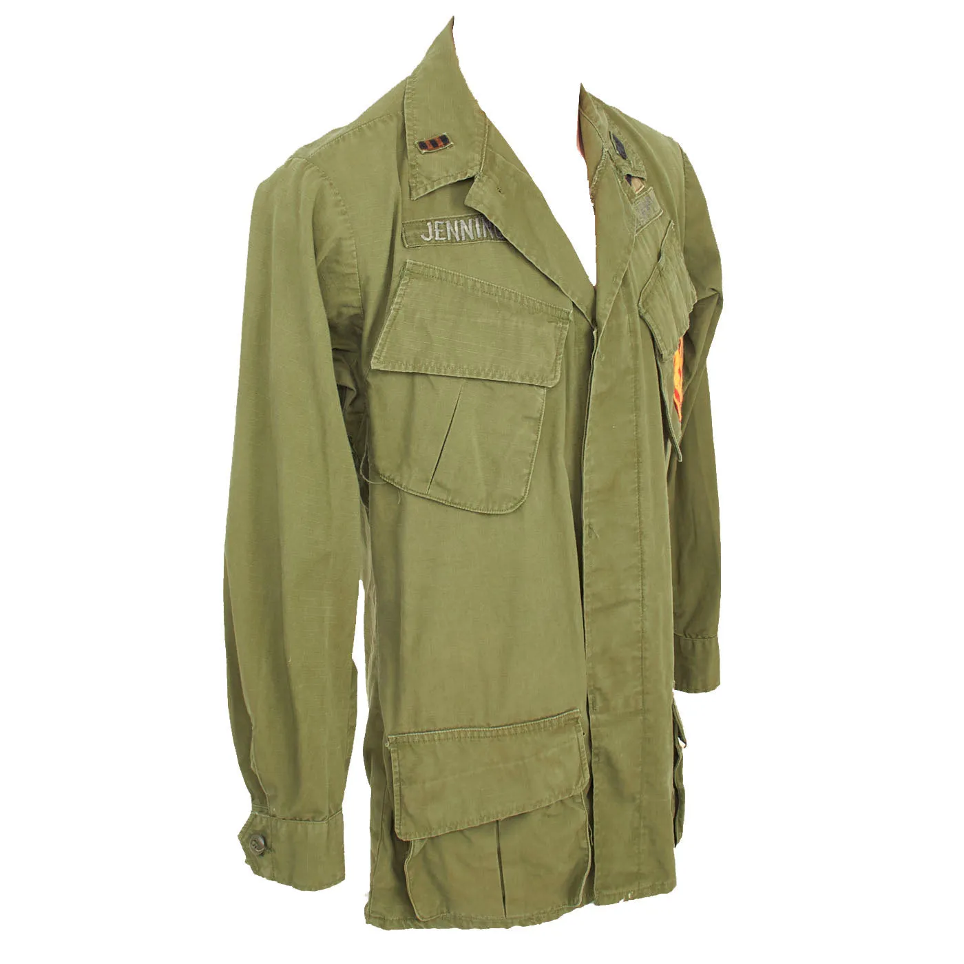 Original U.S. Vietnam War 197th Armed Helicopter Company Pilot’s OG-107 Type III Jungle Jacket with Incountry Made Insignia - First Helicopter Company Deployed To South Vietnam