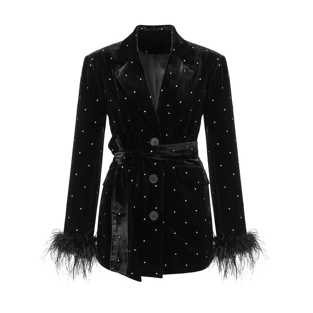 Patchwork Feathers STUDDED Jacket