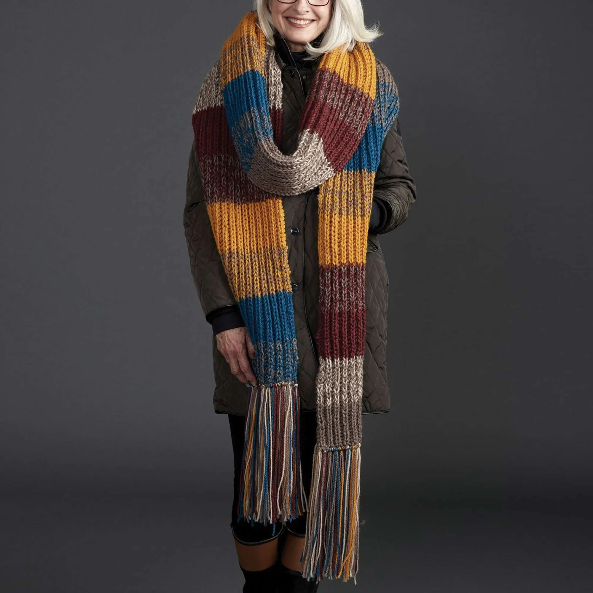 Patons Marl Stripe Knit Super Scarf