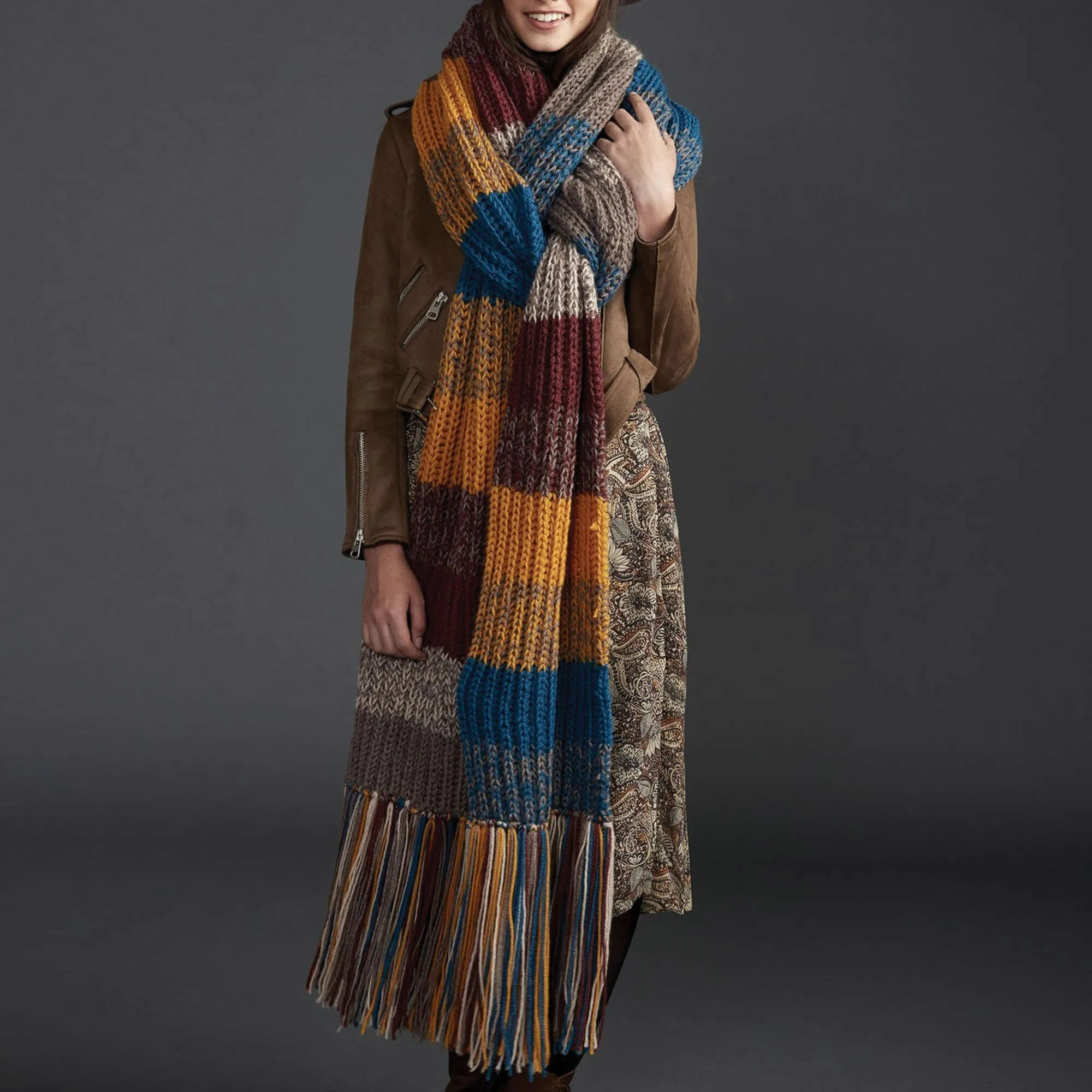 Patons Marl Stripe Knit Super Scarf