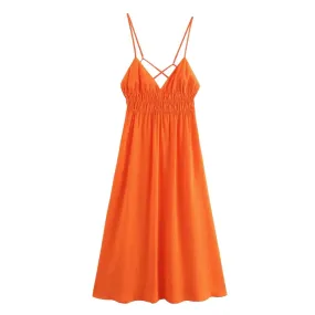 PB&ZA 2024 Spring New Women's Fashion temperament casual versatile backless hanging strap dress