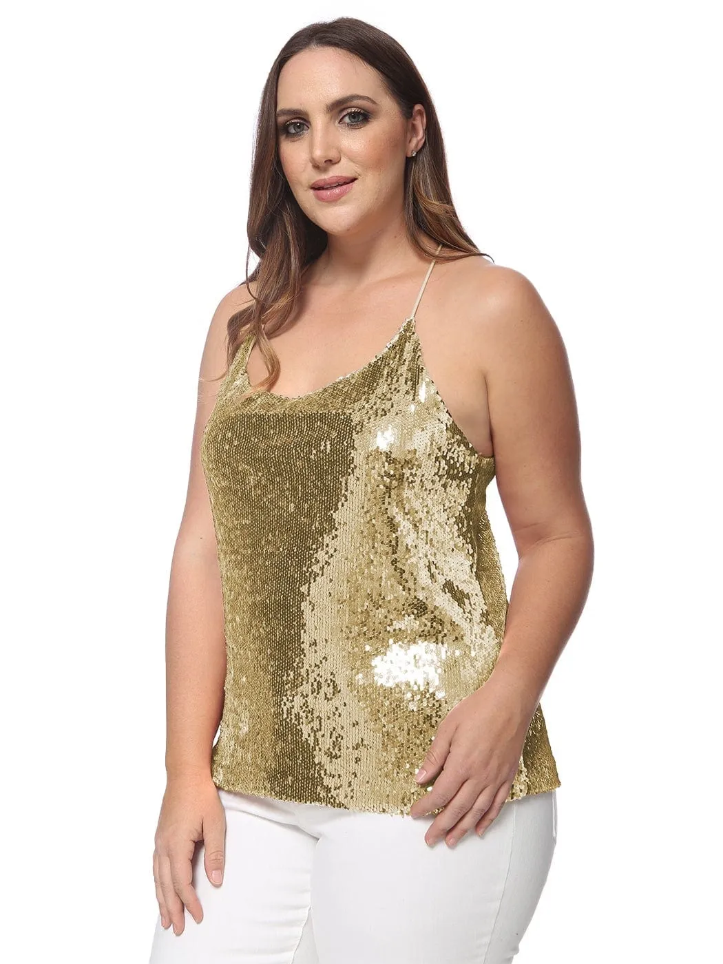 Plus Size Camisole Sequin Tank Top